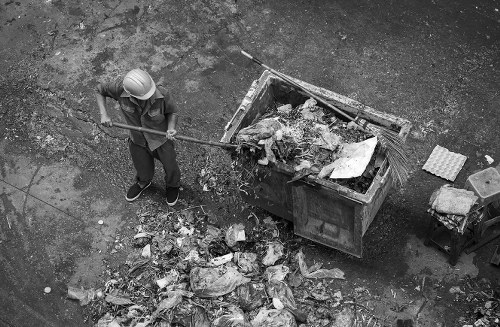 Construction site with waste being cleared